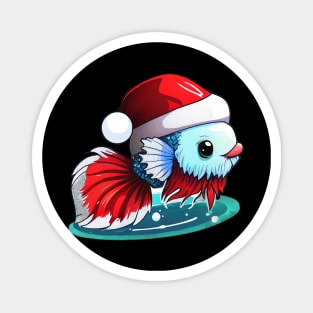 COOL BETTA FISH WITH SANTA HAT - CHRISTMAS Magnet